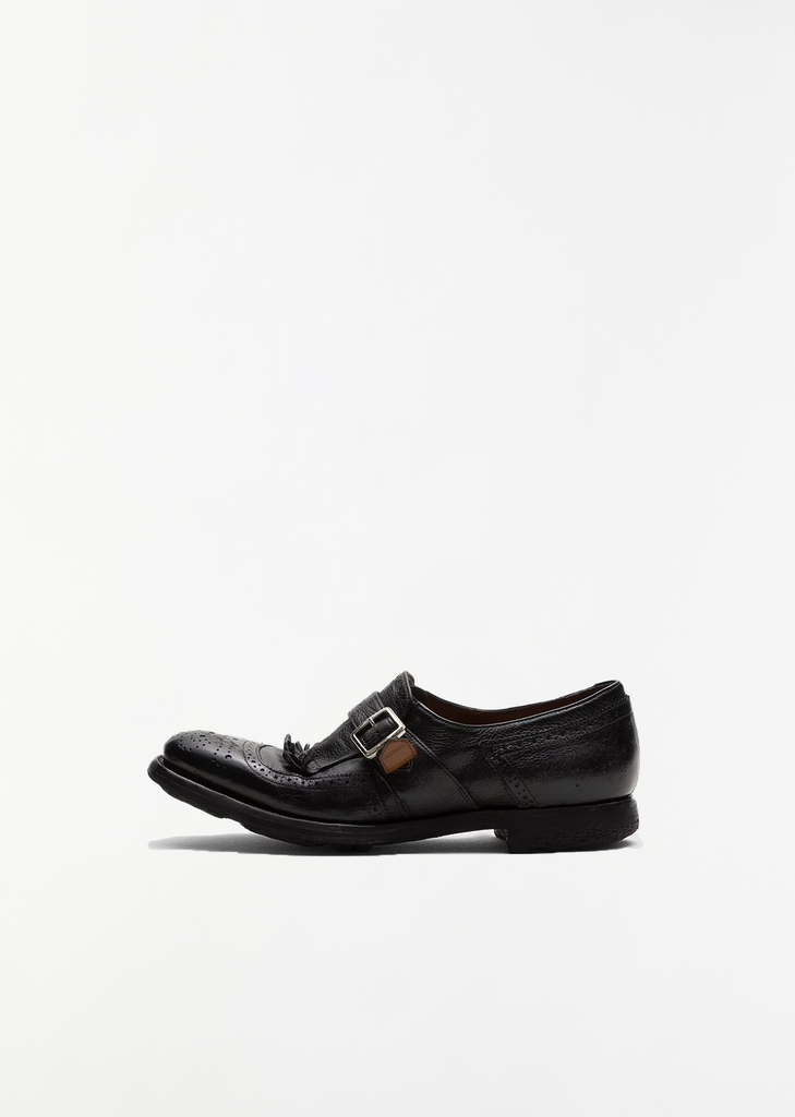 Shanghai Distressed Leather Loafer — Black