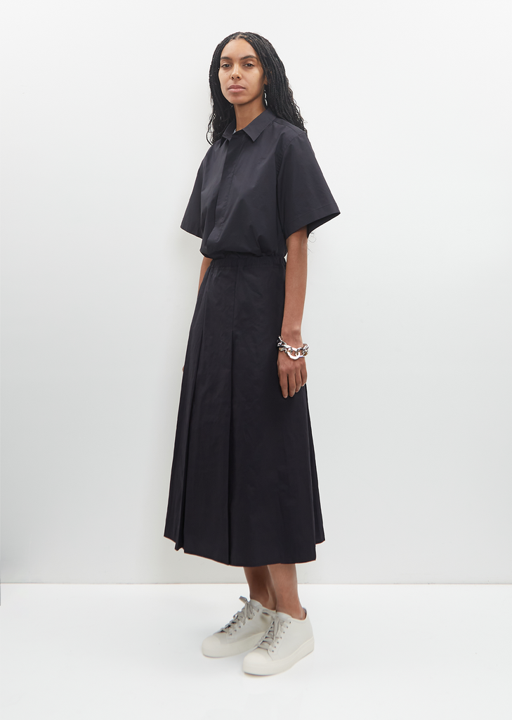 Cotton Pleated Skirt — Midnight