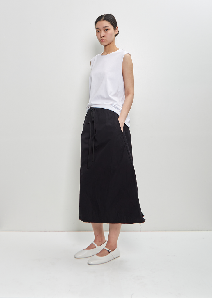 Paper Cotton Twisted Midi Skirt B-OE — Black