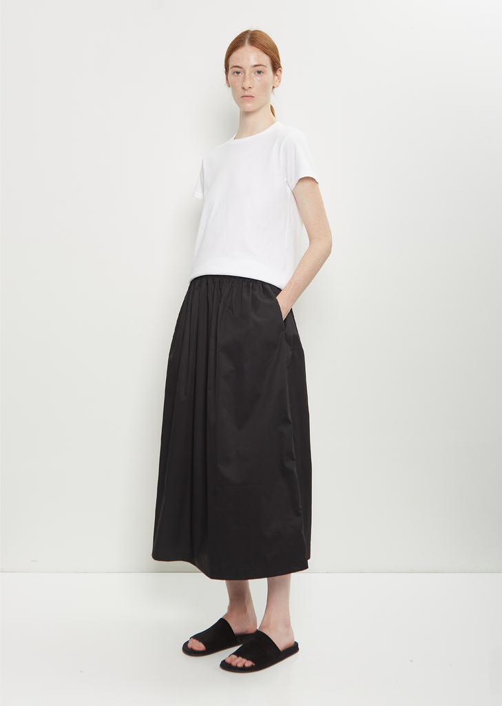 Cotton Gathered Skirt — Black