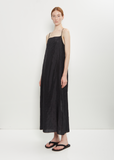 Embroidered Dot Silk Apron Dress