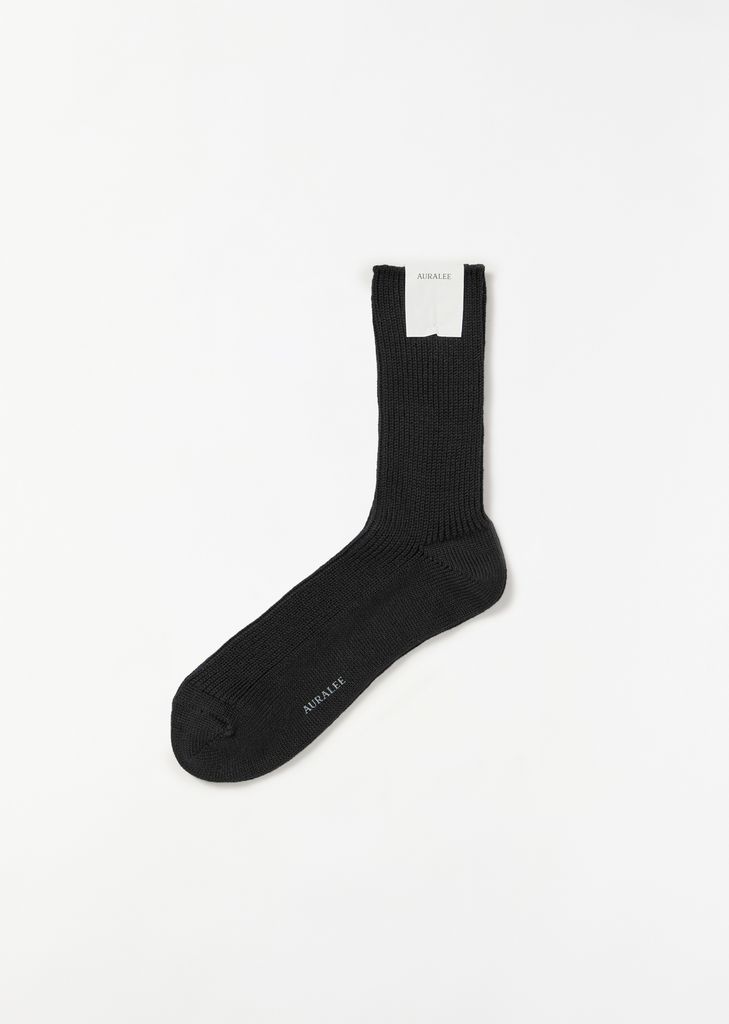 Cotton Cashmere Low Gauge Socks — Black