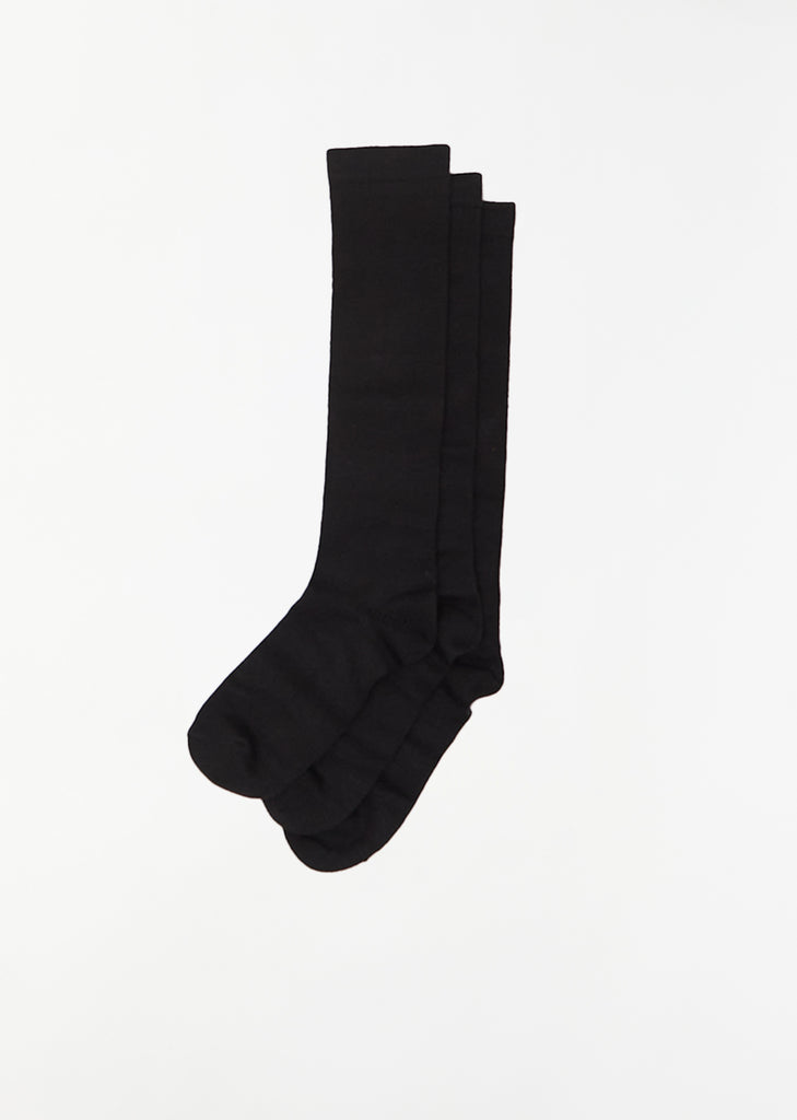 Merino Wool Blend Knit Tall Socks — Black