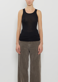 Wool Silk Soft Rib Tank — Black