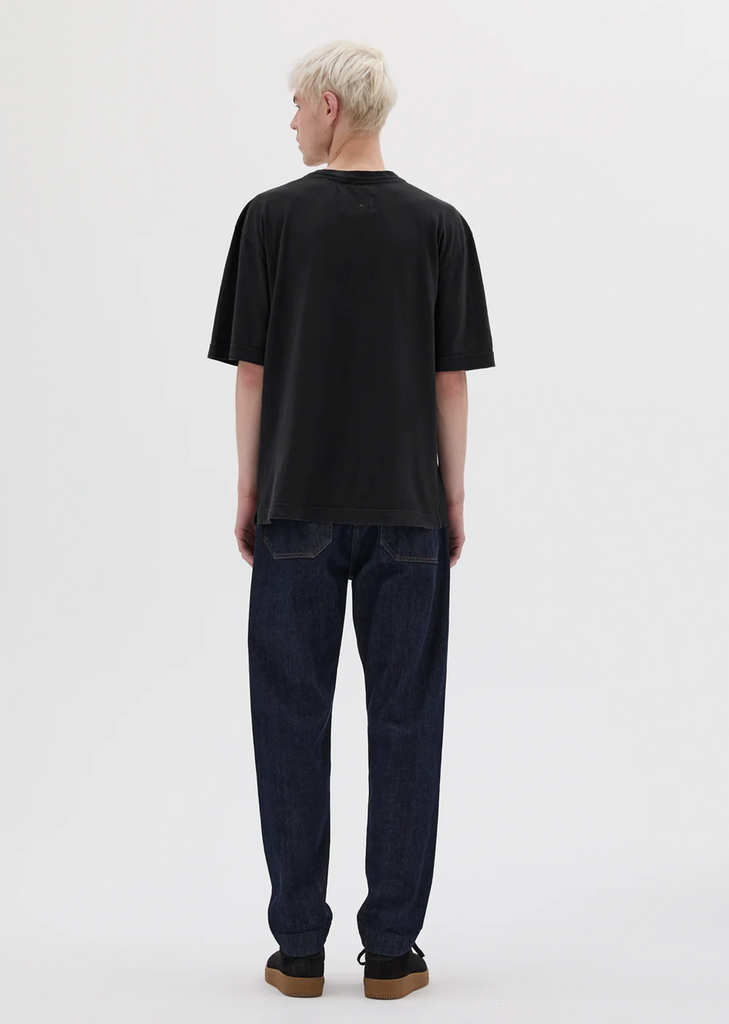 Cotton Linen Simple T-Shirt  — Black