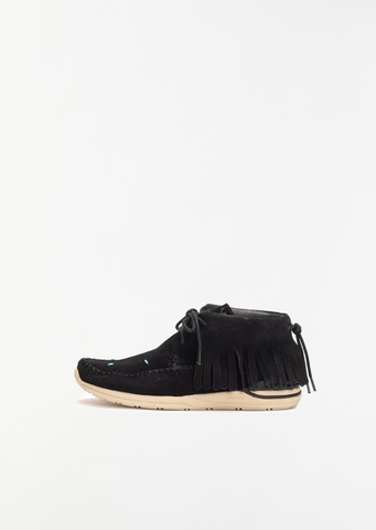 Suede Lace-Up Boots — Black