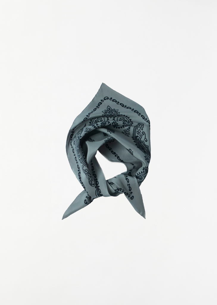 Graphic Bandana Scarf — Dusty Blue / Black