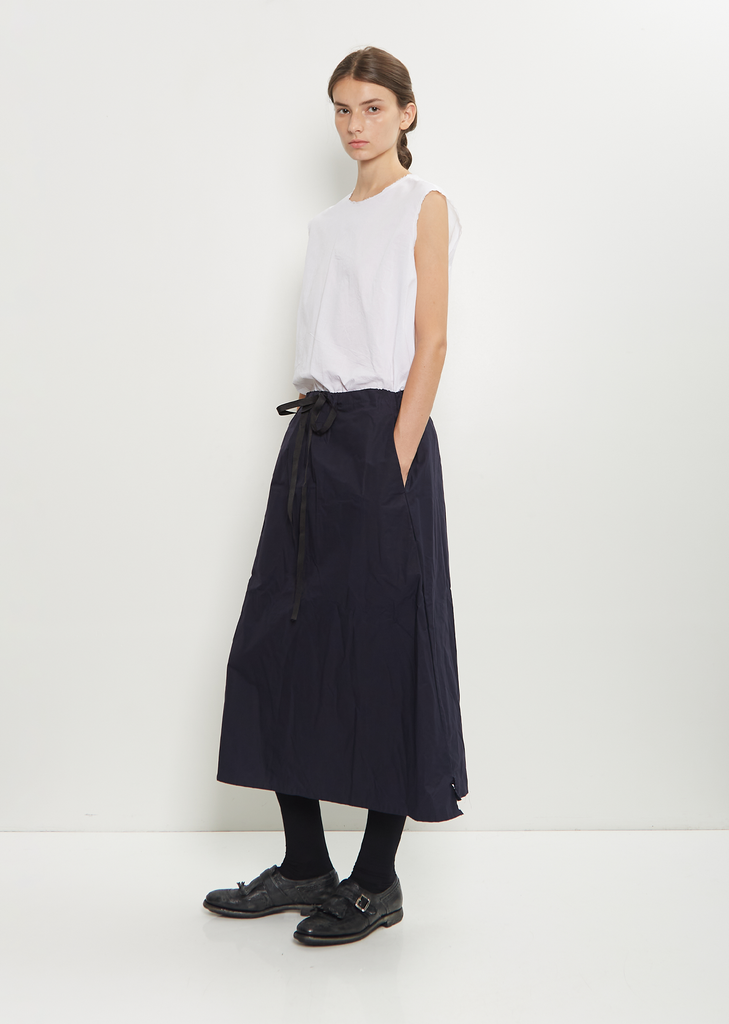 Two Pockets Twisted Waxed Cotton B-OE Skirt