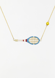 Tennis Pelota Enamel Necklace — Sky Blue