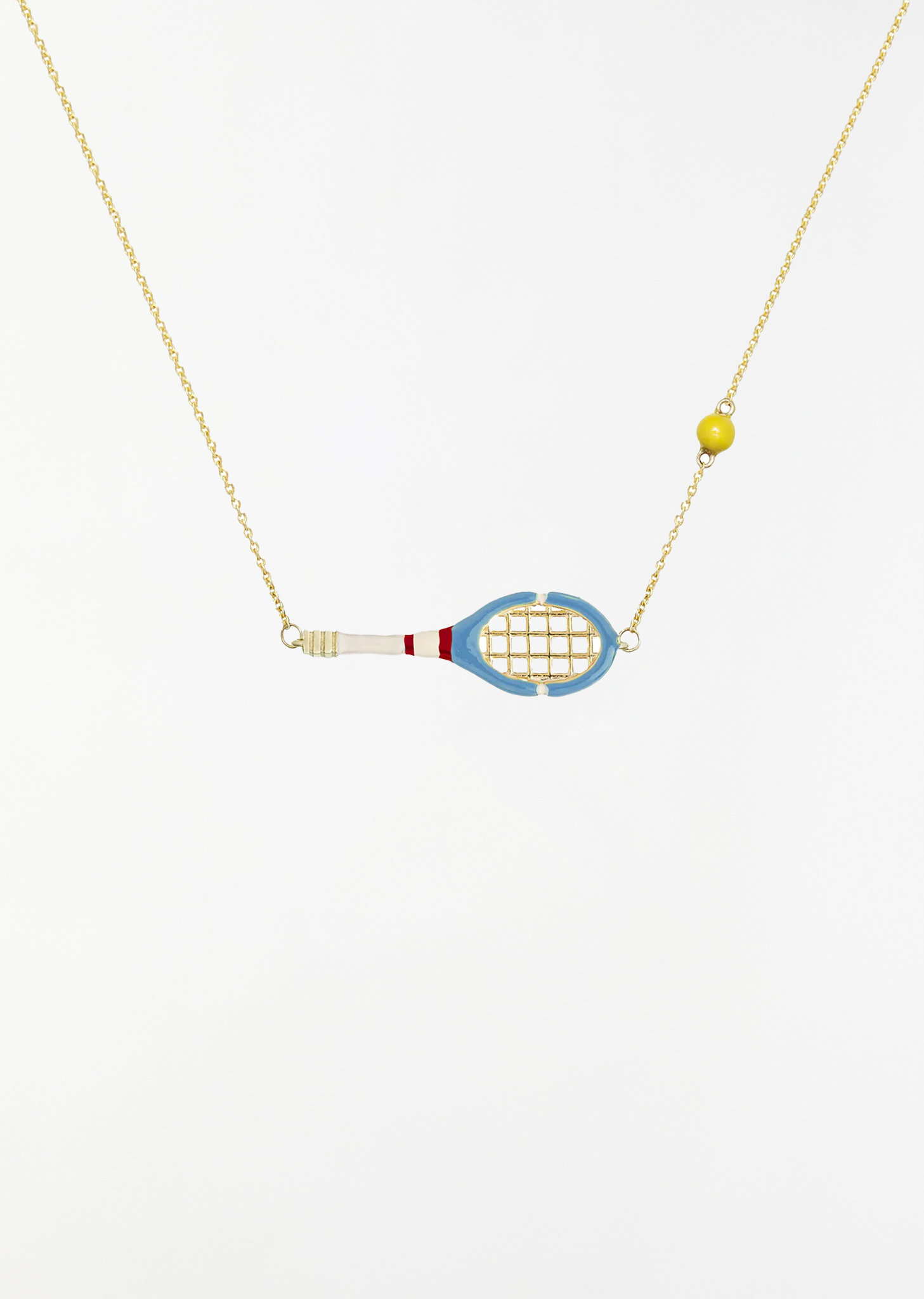 Tennis Pelota Enamel Necklace — Sky Blue – La Garçonne