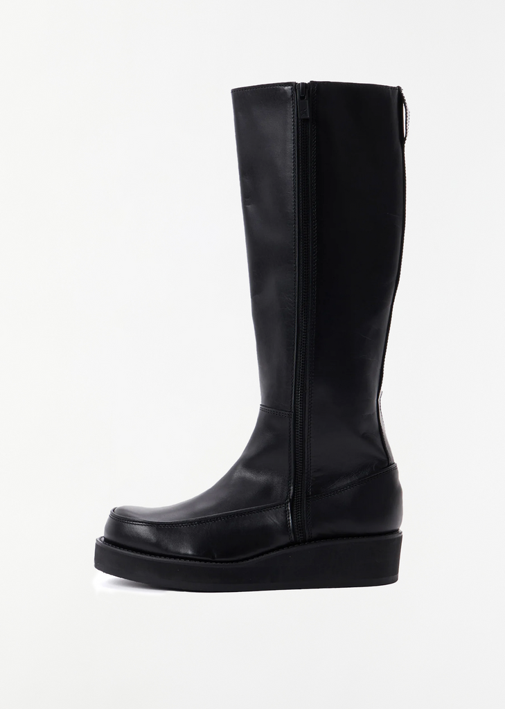 Platfoam Leather Long Boots