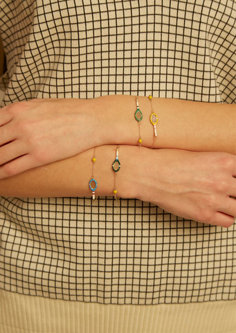 Tennis Pelota Enamel Bracelet — Pistachio Green – La Garçonne Tennis Pelota Enamel Bracelet — Pistachio Green – La Garçonne