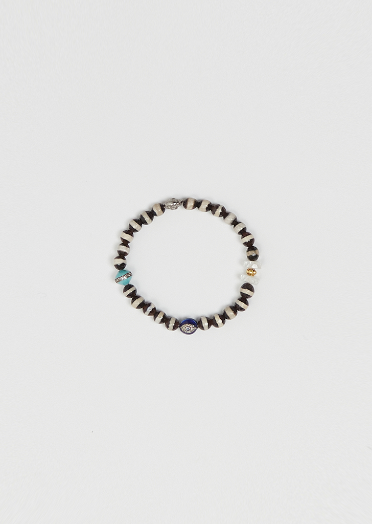 Black Agate Stripe Beaded Bracelet