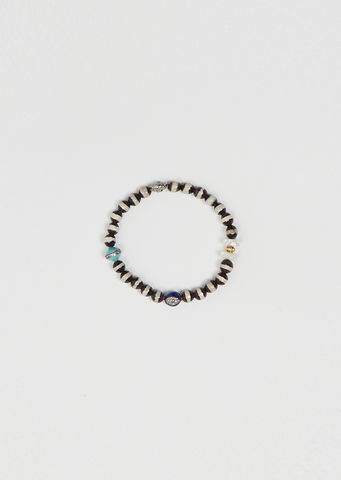 Black Agate Stripe Beaded Bracelet