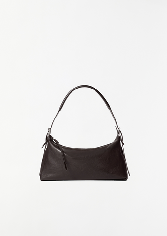 Belted Baguette Bag — Dark Brown