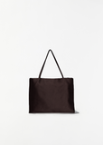 Cecily Satin Handbag, Large — Dark Brown