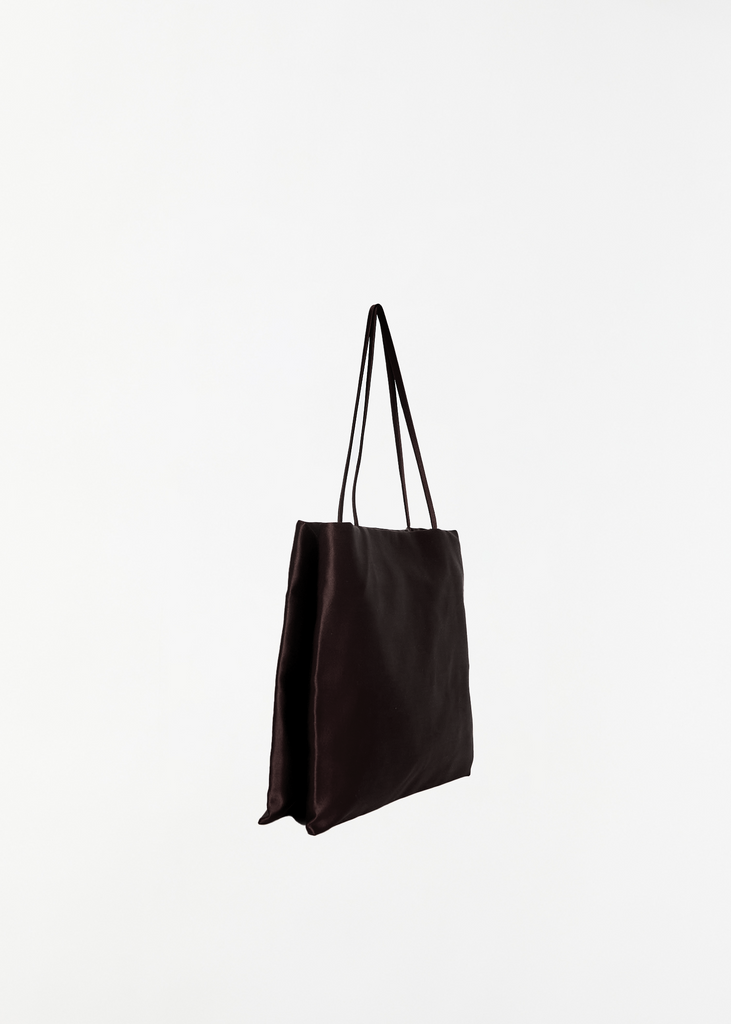Cecily Satin Handbag, Large — Dark Brown