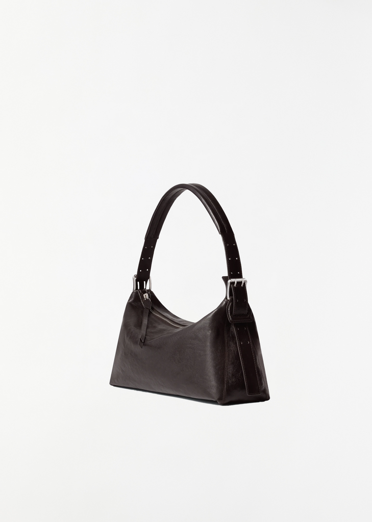Belted Baguette Bag — Dark Brown