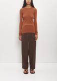 Cotton Super High Gauge Sheer Rib L/S Tee — Brown