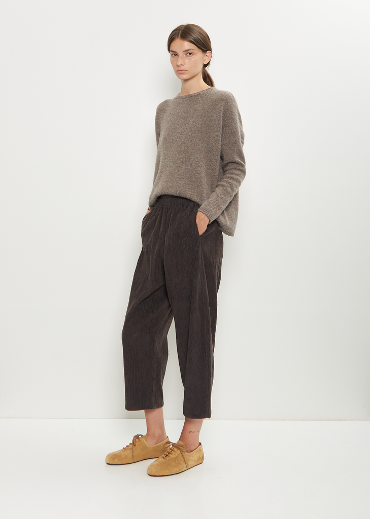 Cotton Corduroy Curved Pull On Pant — Coffee