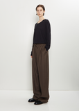 Cove Wool Wide Pants — Brown Melange