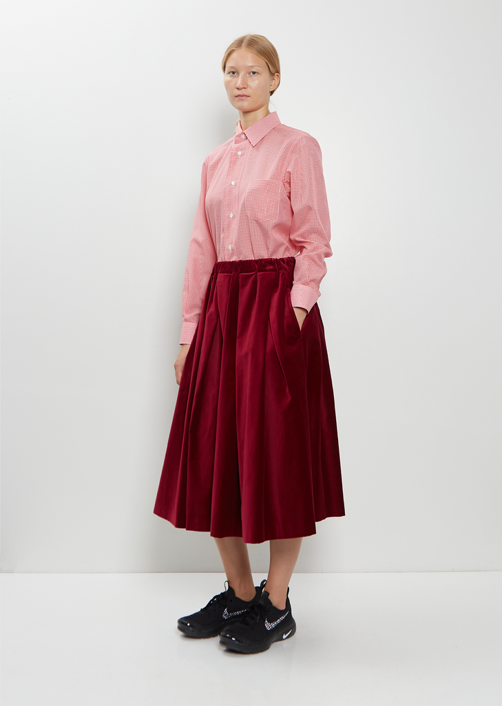 Pleated Cotton Velvet Skirt