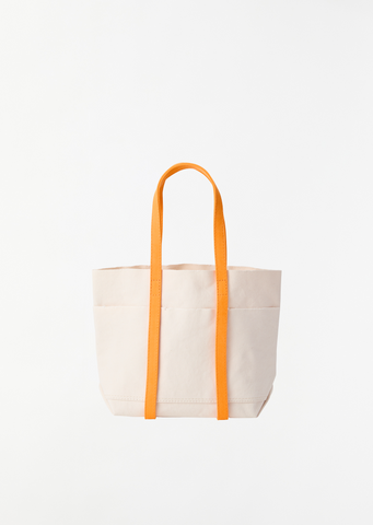 Washed Canvas Two-Tone Tote, Small — Orange