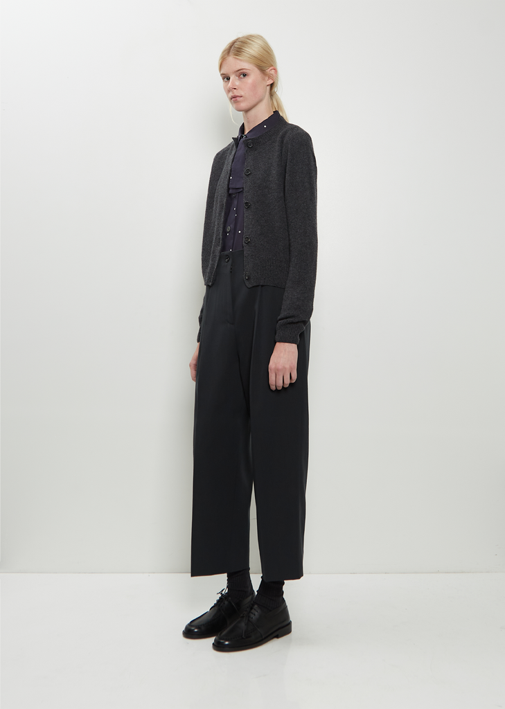 Cropped Merino Wool Cashmere Cardigan — Storm Grey