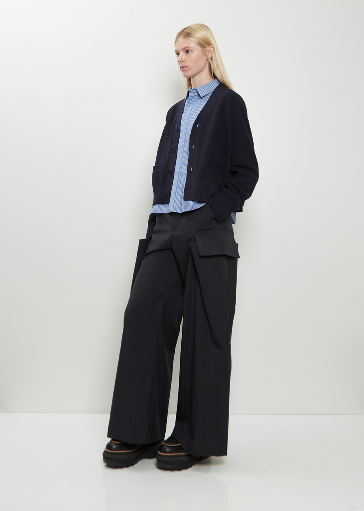 Poplin x Cotton Knit Cardigan