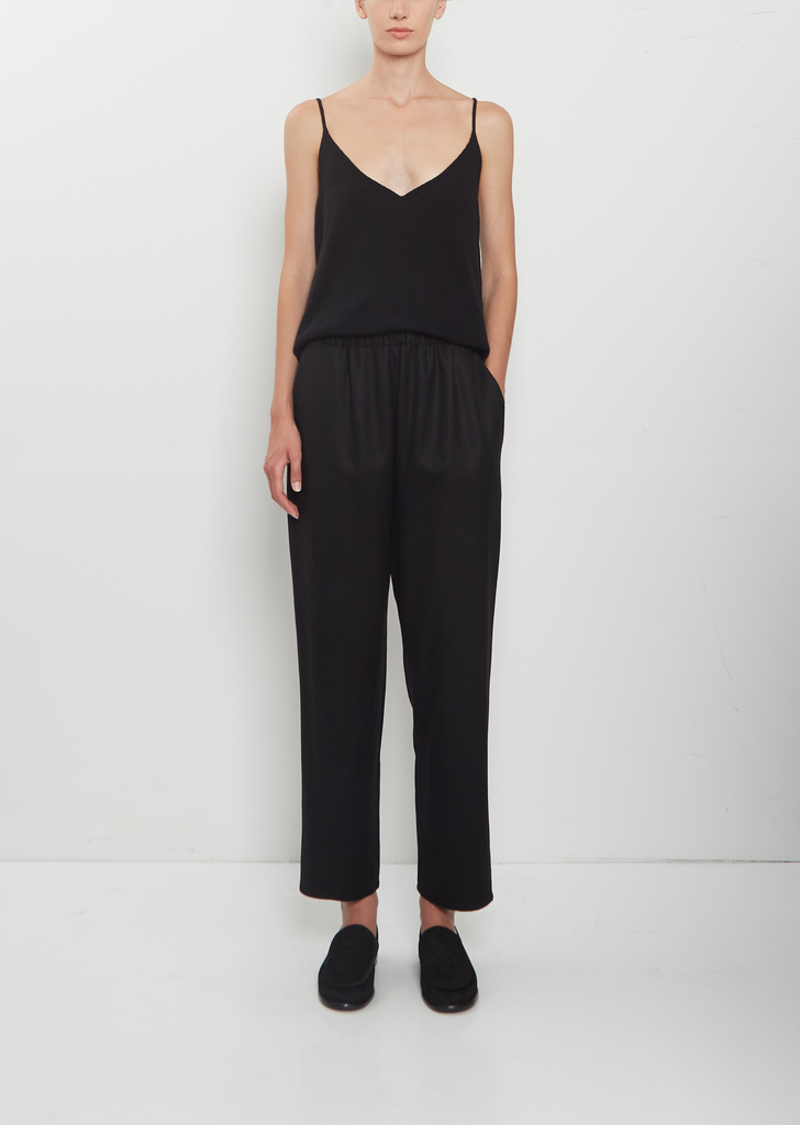 Wool Flannel Carrot Pants — Black
