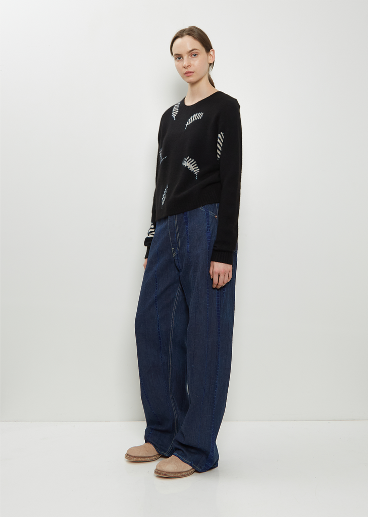 Cashmere Seamless Cropped Pullover — Black