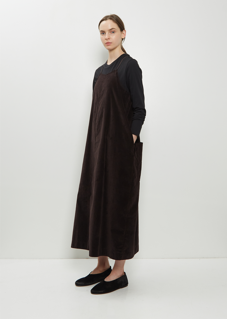 Velvet Salopette Dress — Chocolate