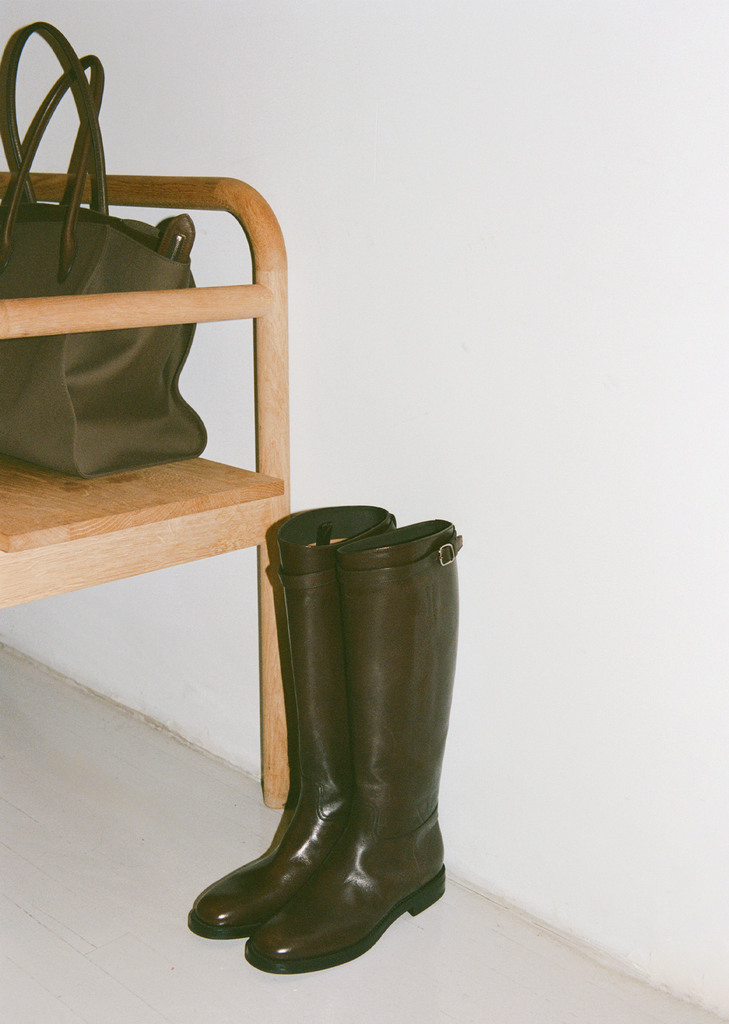 Michelle Polished Leather Boot — Ebony
