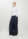 Clavini Bis Cotton Shirt — White / Navy