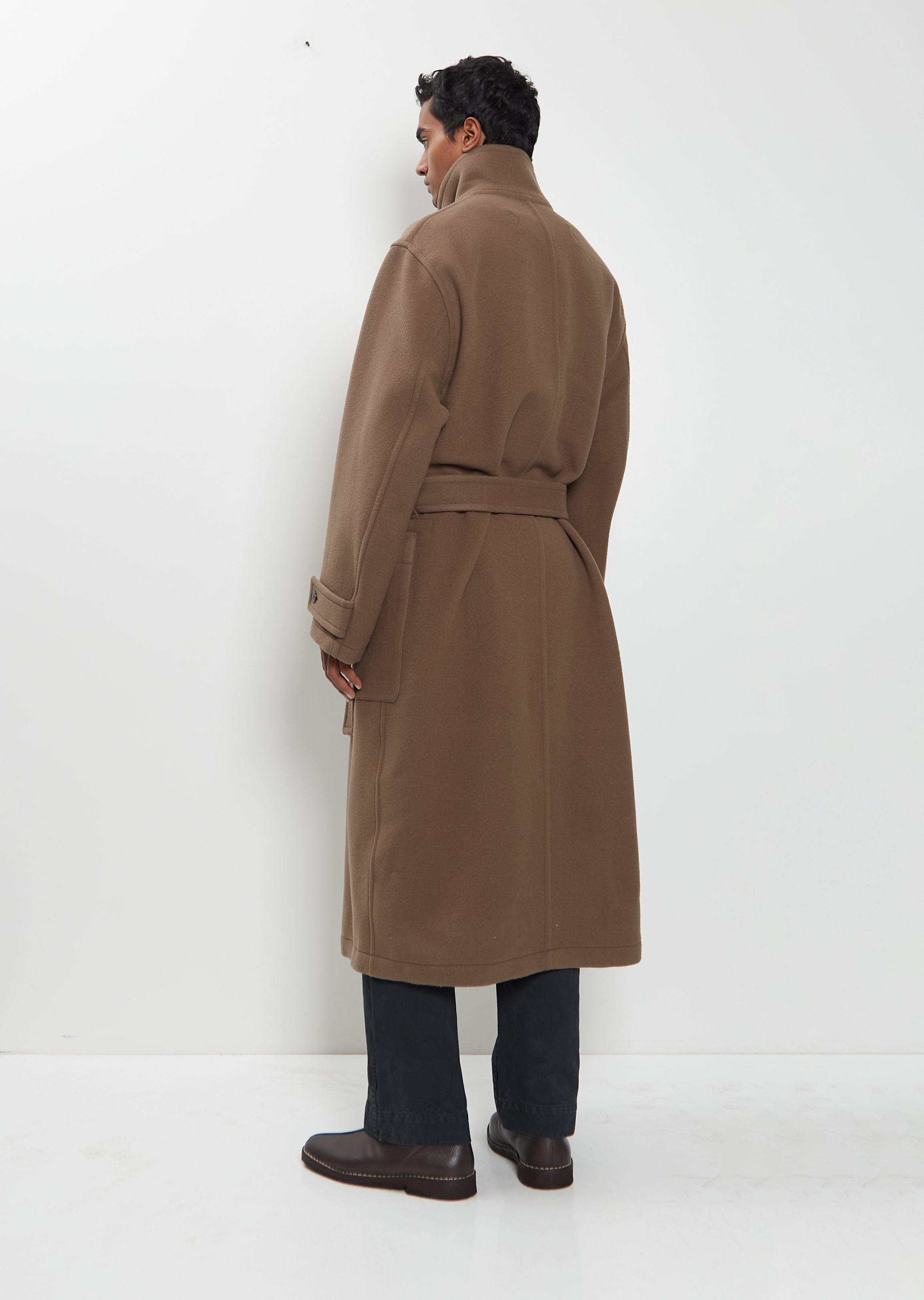 Wrap Wool Coat — Dark Squirrel – La Garçonne Wrap Wool Coat — Dark Squirrel – La Garçonne