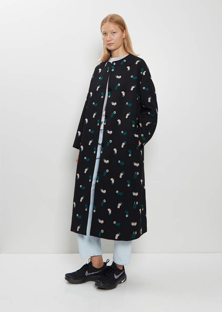 Petal Feather Wool Collarless Coat