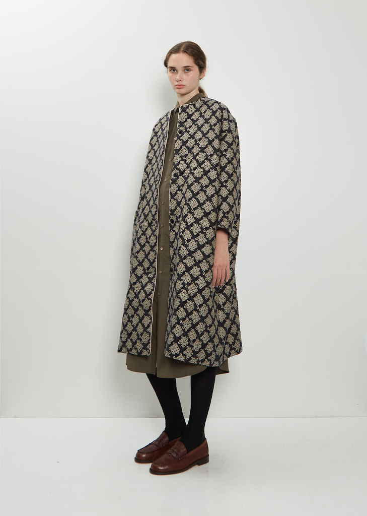 Cheerful Collarless Cotton Wool Coat