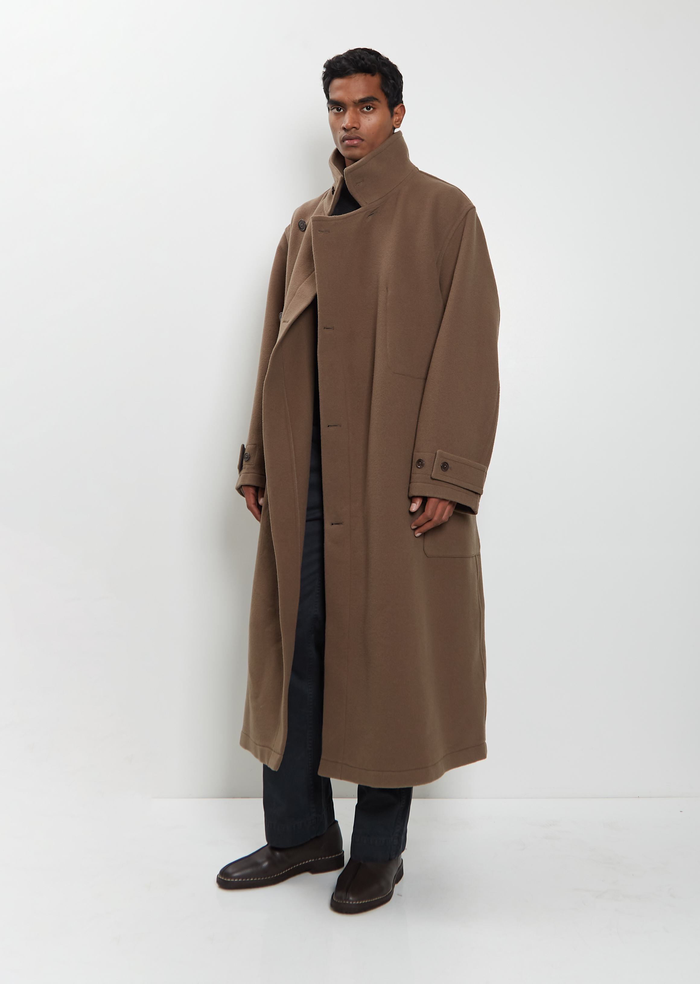 Wrap Wool Coat — Dark Squirrel – La Garçonne Wrap Wool Coat — Dark Squirrel – La Garçonne