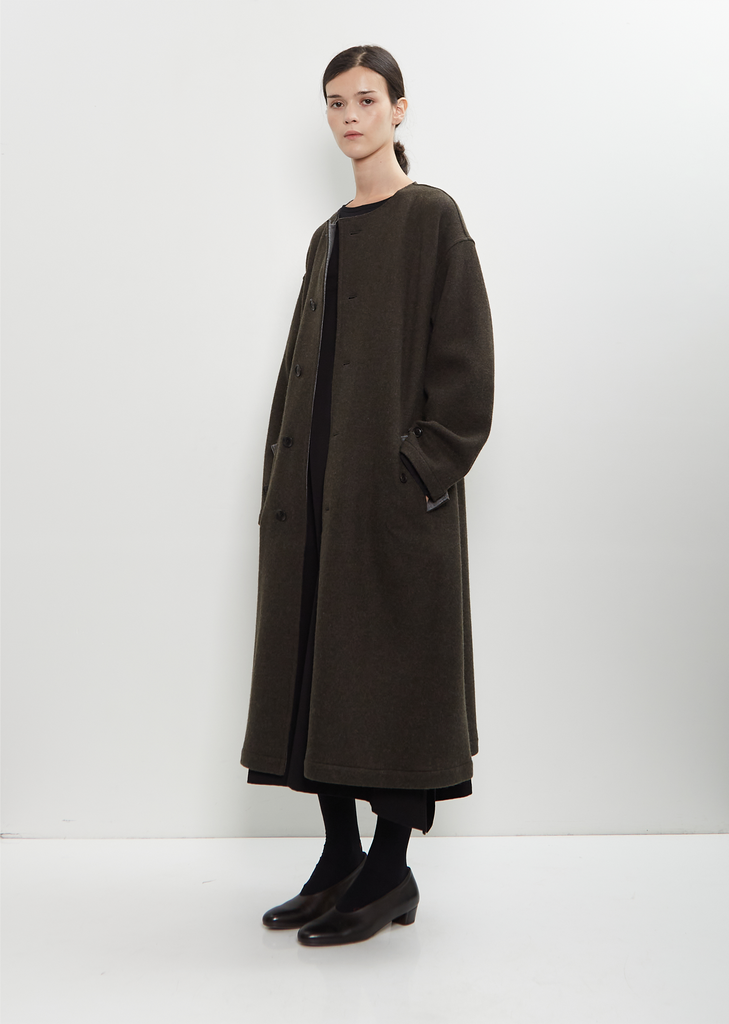 Wool Felt Collarless Coat