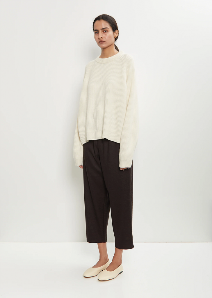Cashmere Ribbed Raglan Sweater — Bone