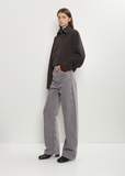 High Waisted Curved Denim Pants — Heather
