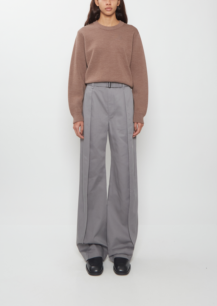 Curved Cotton Twill Pants