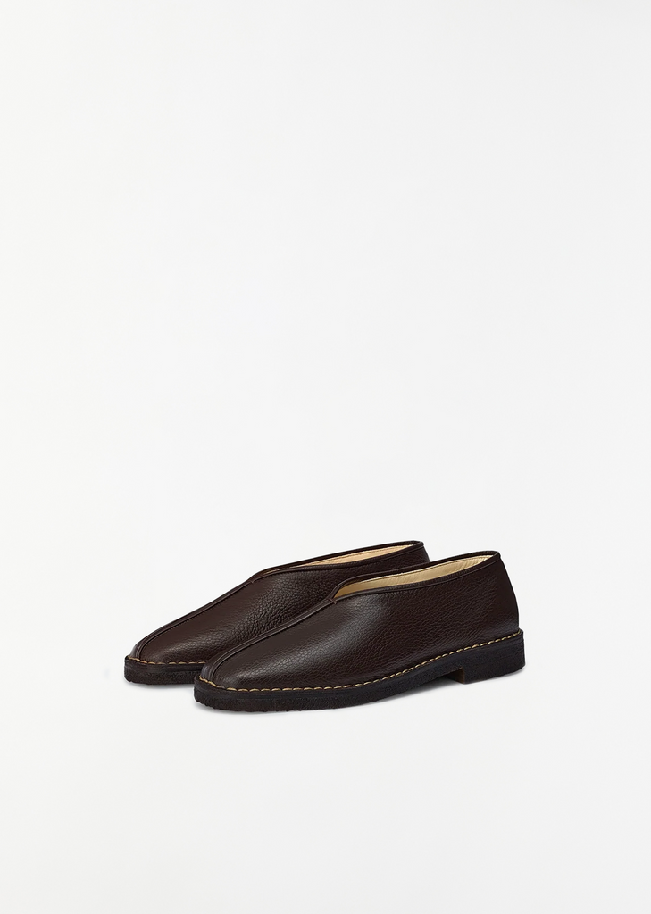 Piped Leather Crepe Slippers