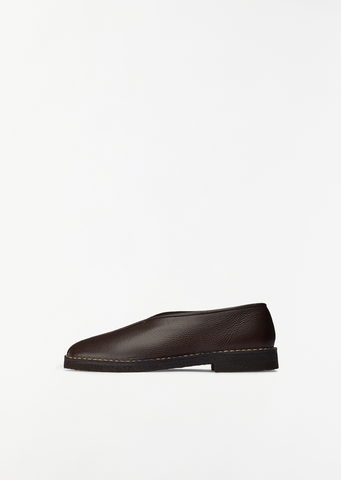 Piped Leather Crepe Slippers