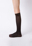 Lurex Knee High Socks — Dark Brown