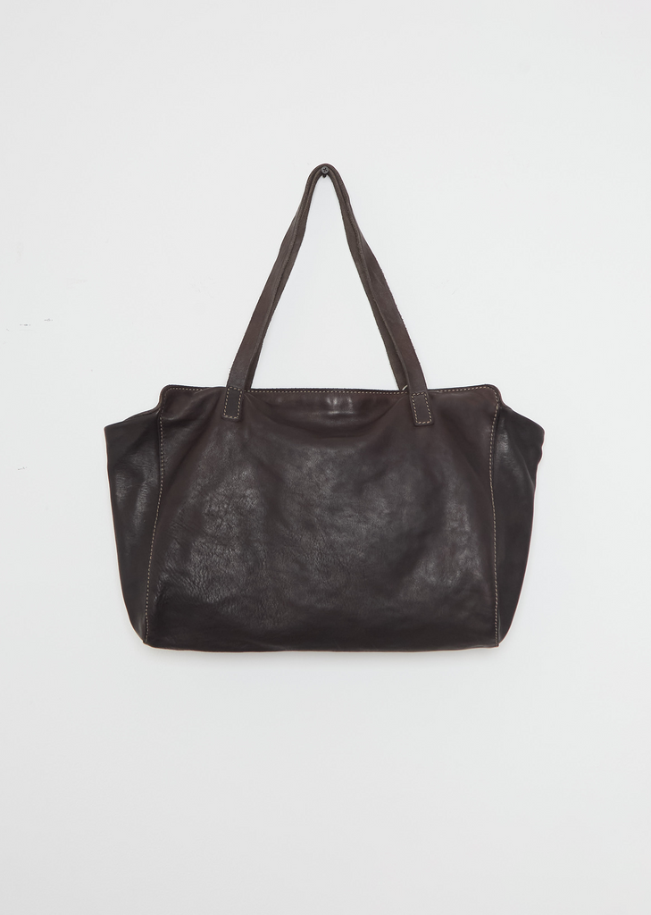 Handle Leather Bag — Dark Brown