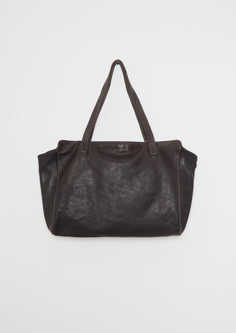 Handle Leather Bag — Dark Brown