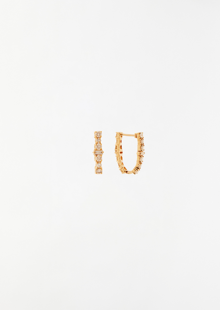 Champagne Diamond Rivulet Spread Round Hoops