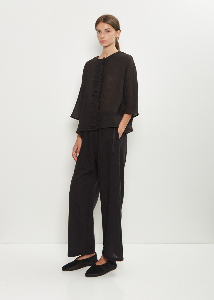 Wool Foulard Drawcord Wide Leg Pant