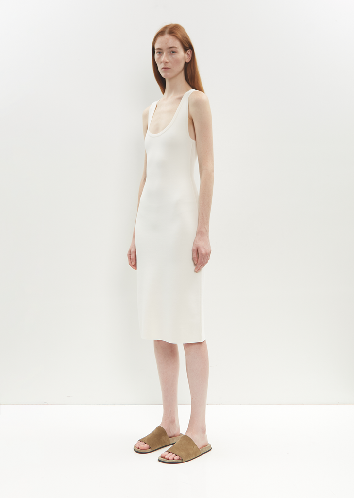 Compact Knit Short Tank Dress — White